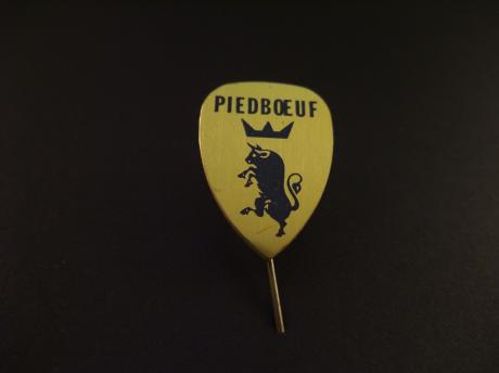 Piedboeuf Belgisch merk van tafelbieren, logo geel